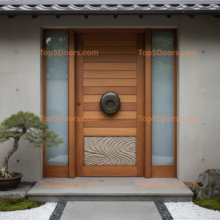 brown front door japanese zen Door