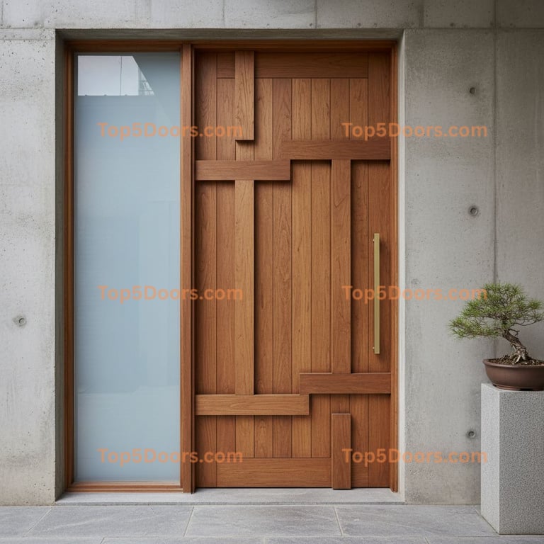 brown front door korean modern Door