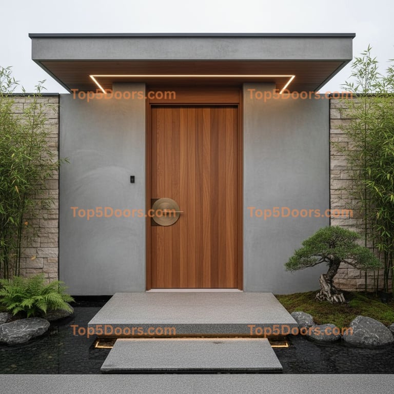 brown front door korean modern Door