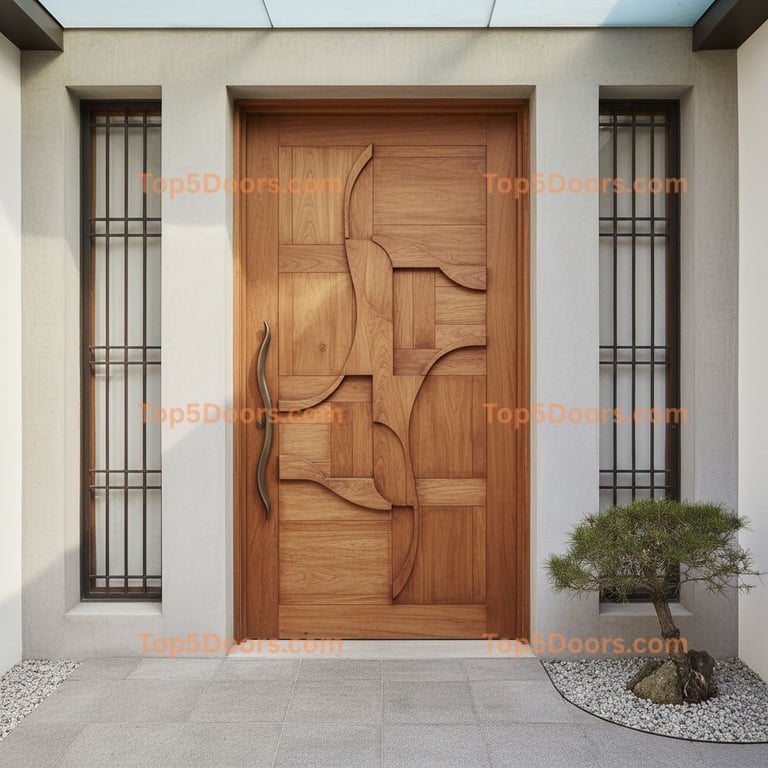 brown front door korean modern Door
