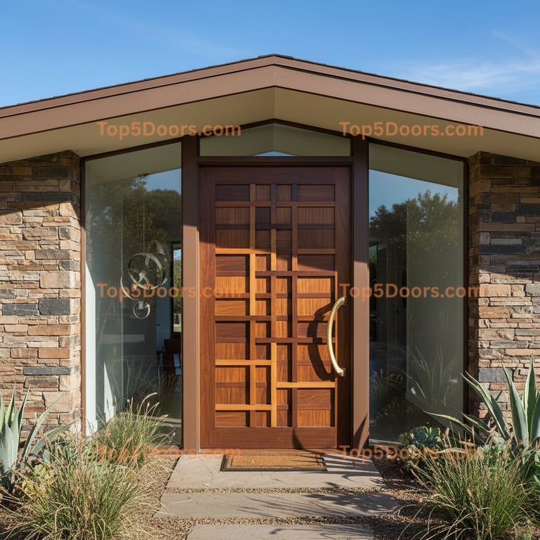 brown front door mid-century modern Door