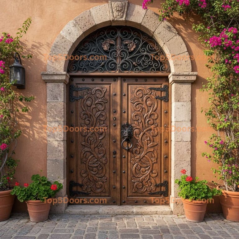 brown front door spanish colonial Door