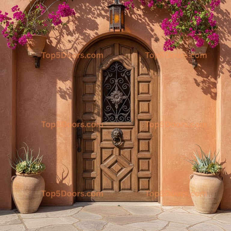 brown front door spanish colonial Door