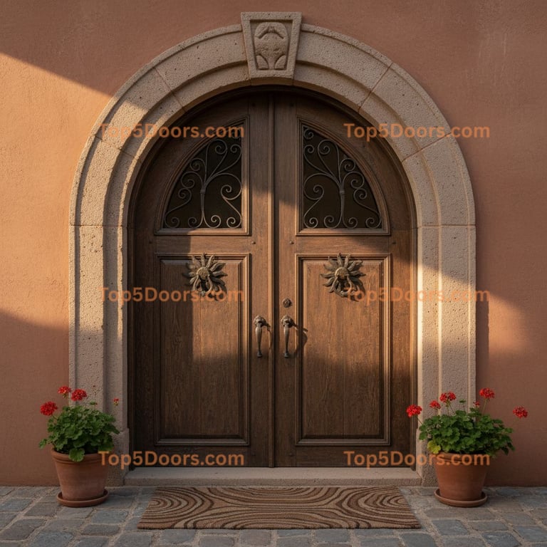brown front door spanish colonial Door