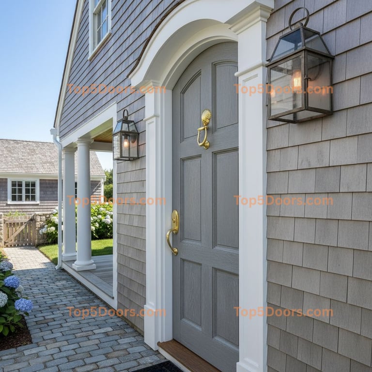gray front door cape cod Door