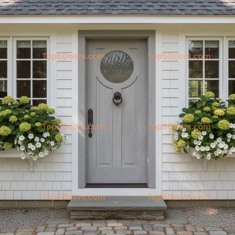 gray front door cape cod Door