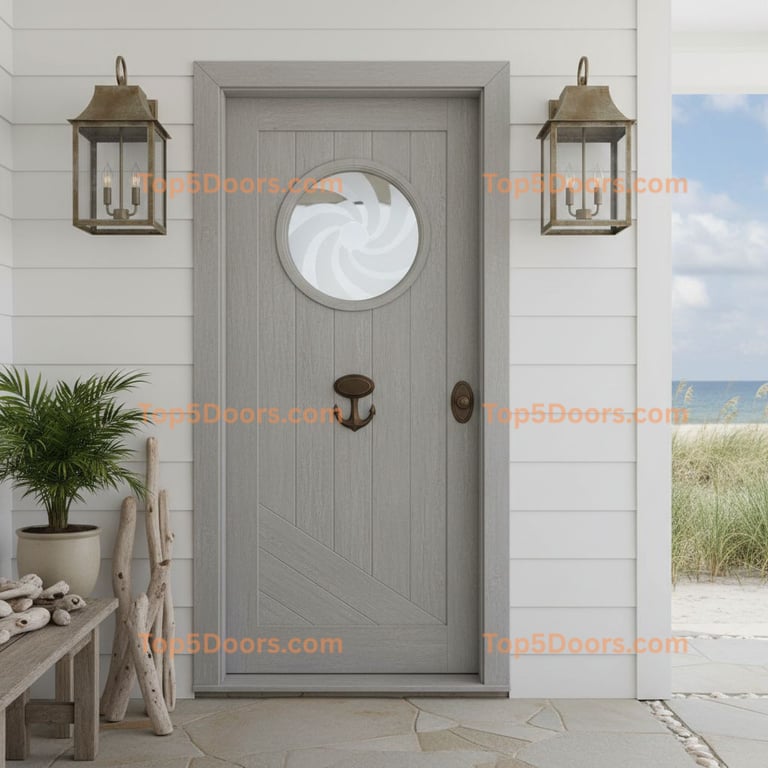 gray front door coastal Door
