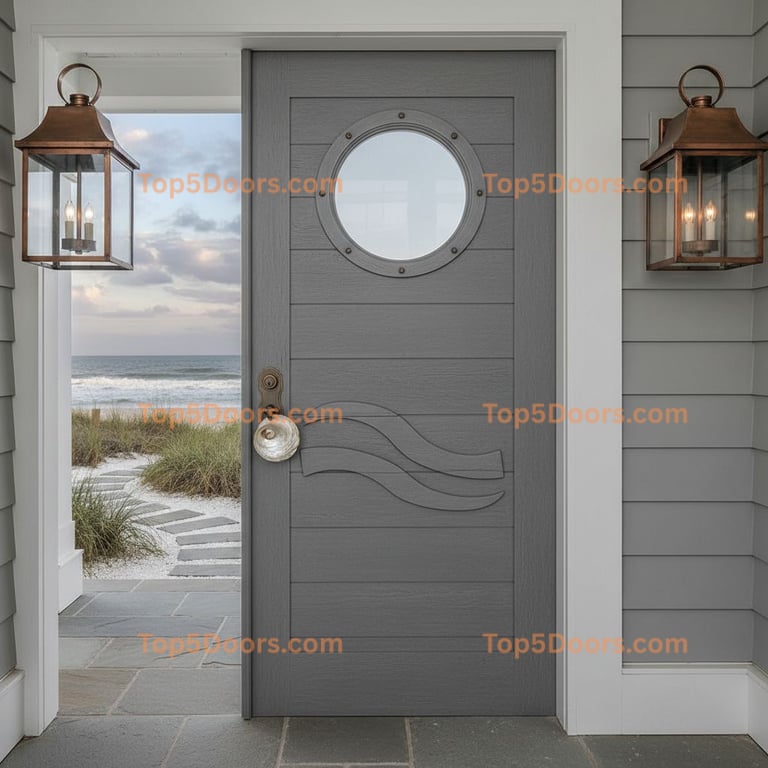 gray front door coastal Door