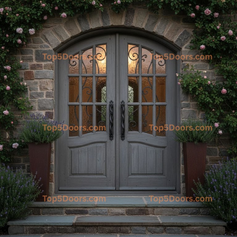 gray front door french country Door