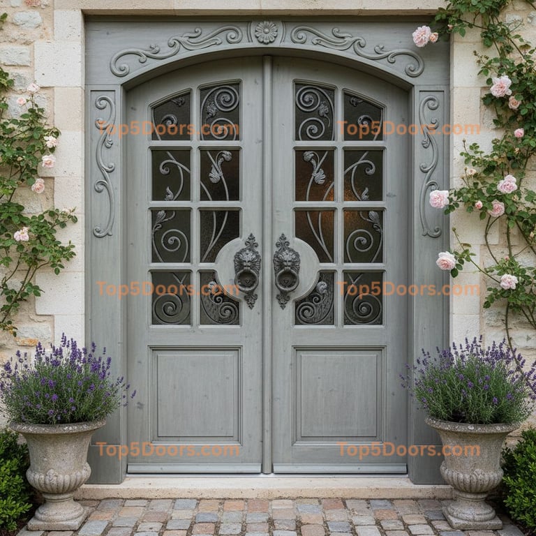 gray front door french country Door