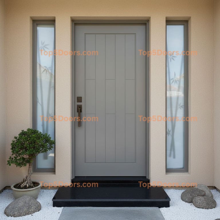gray front door japanese zen Door