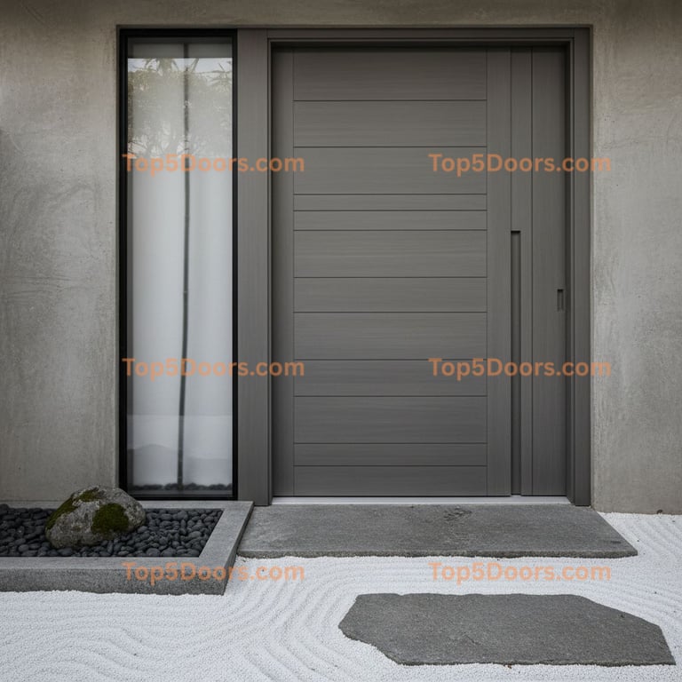 gray front door japanese zen Door