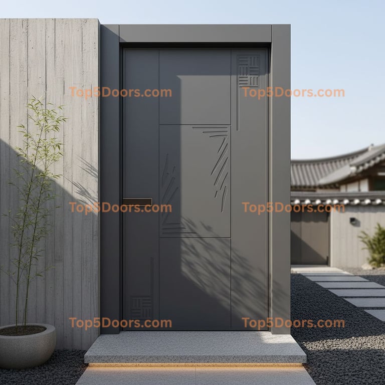 gray front door korean modern Door