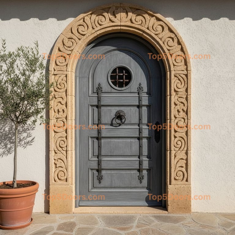 gray front door mediterranean Door