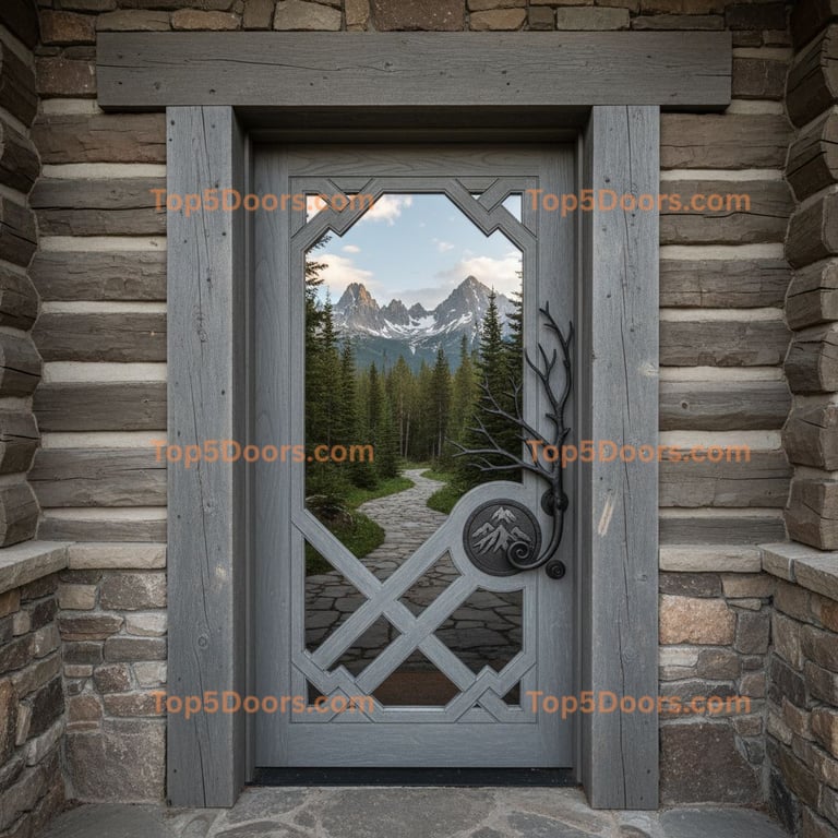 gray front door mountain lodge Door