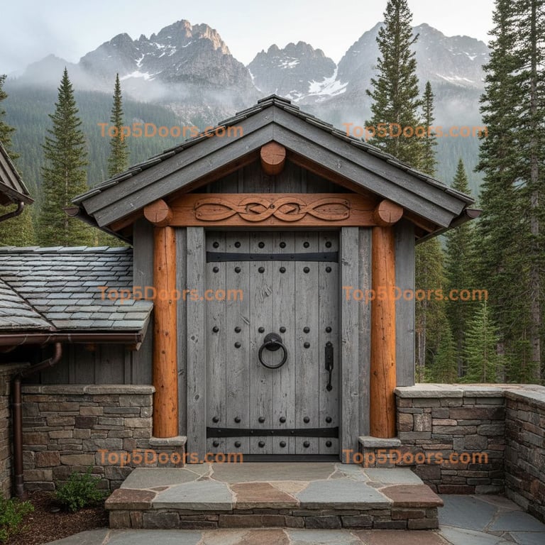 gray front door mountain lodge Door