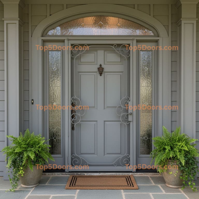 gray front door traditional american Door
