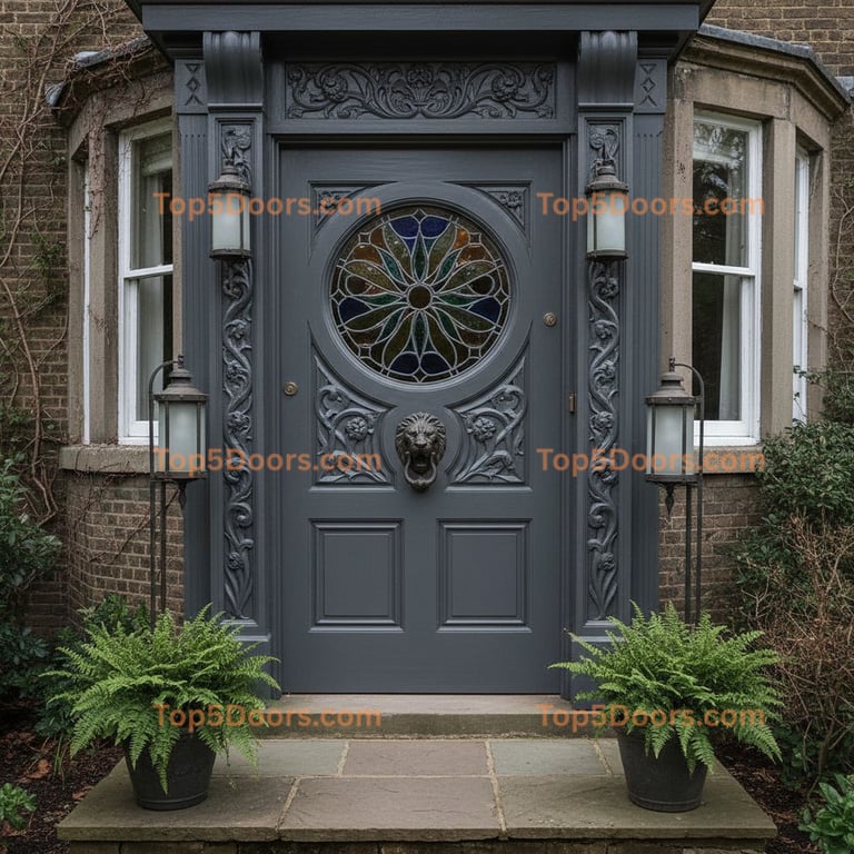gray front door victorian Door