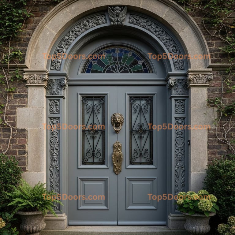 gray front door victorian Door