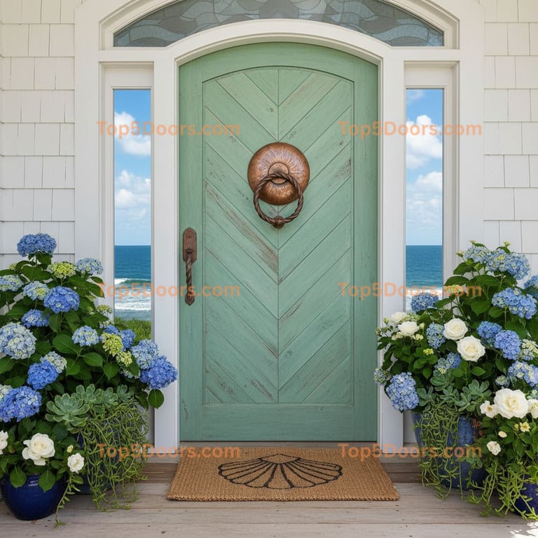 green front door coastal Door
