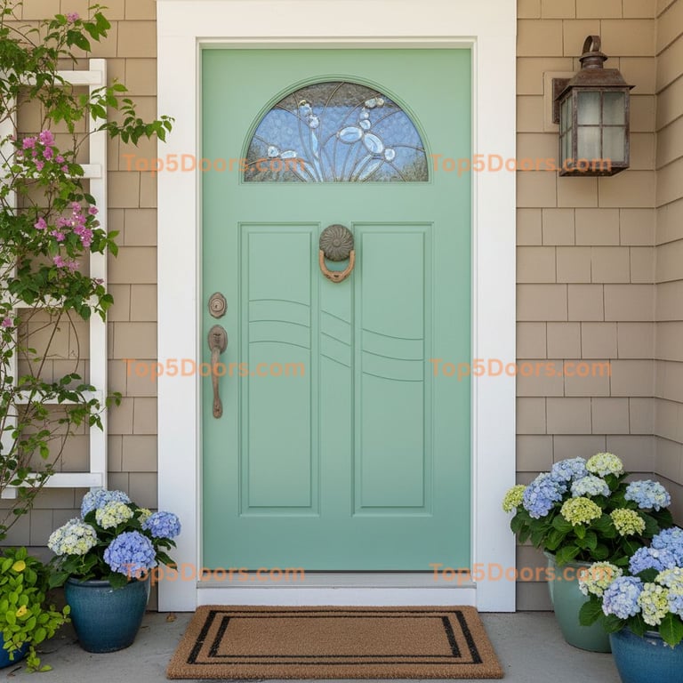 green front door coastal Door