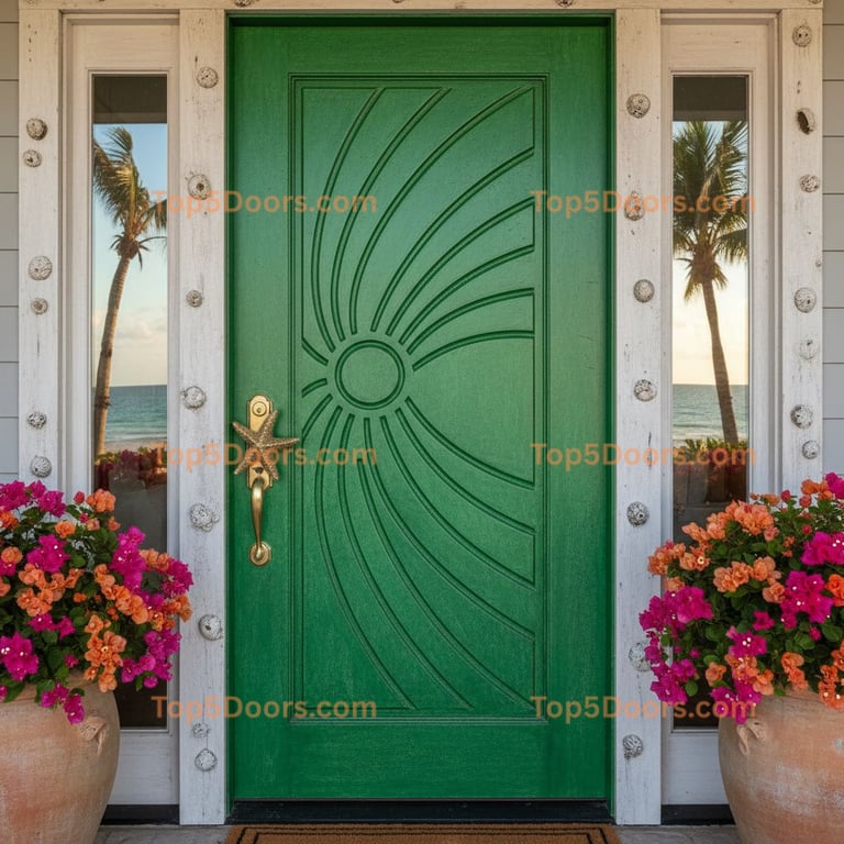 green front door coastal Door