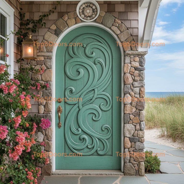 green front door coastal Door