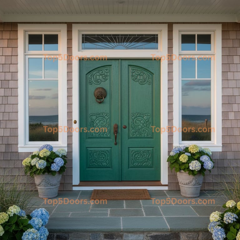 green front door coastal Door