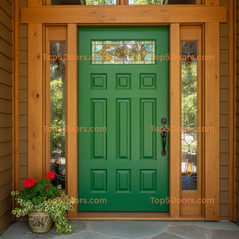 green front door craftsman Door