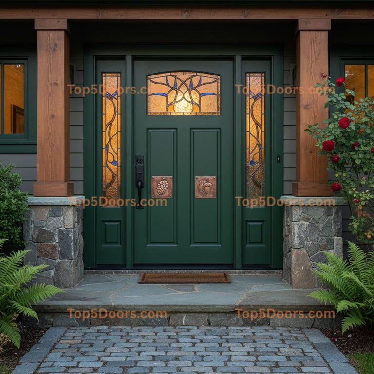 green front door craftsman Door