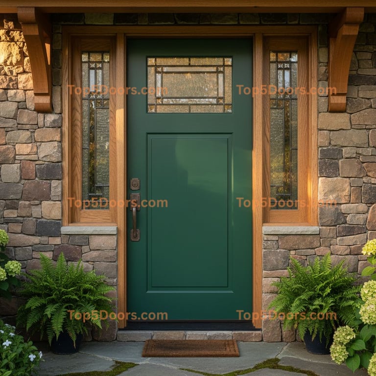 green front door craftsman Door