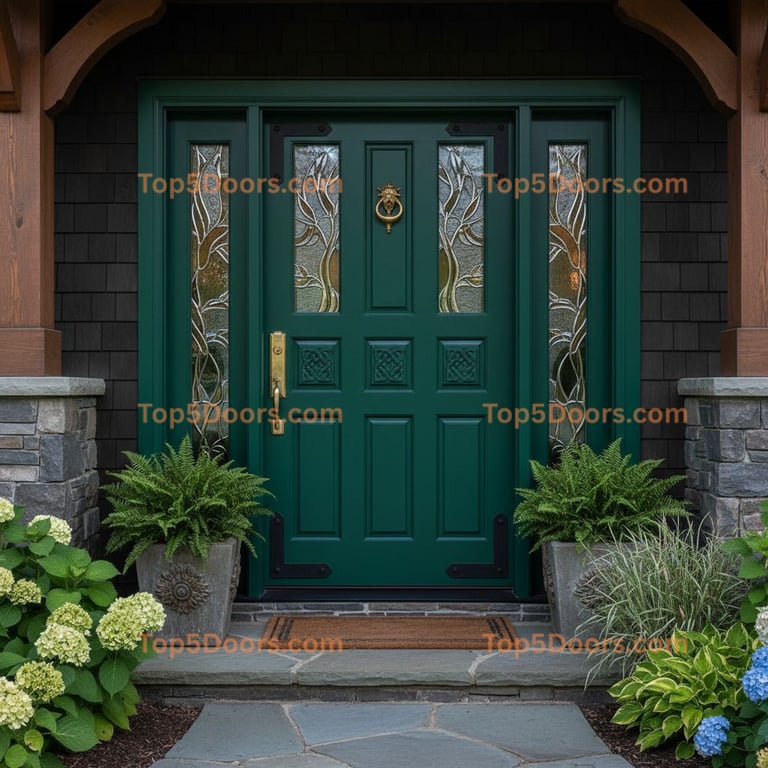 green front door craftsman Door