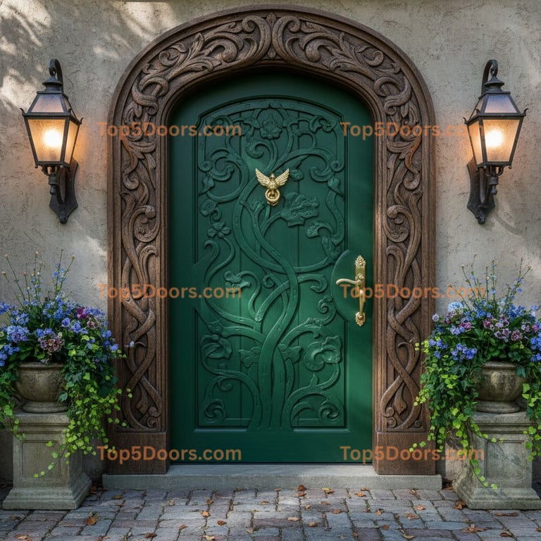 green front door european classic Door