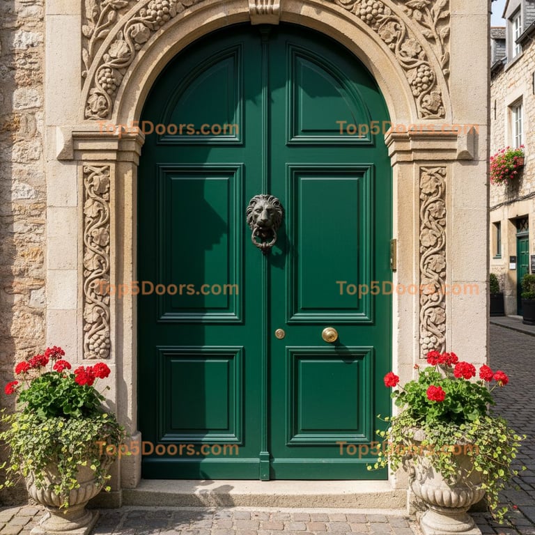 green front door european classic Door