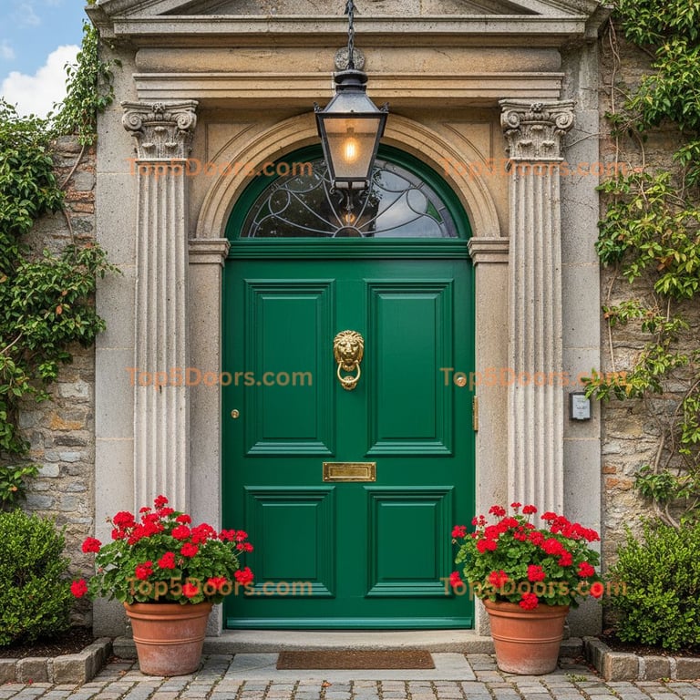 green front door european classic Door