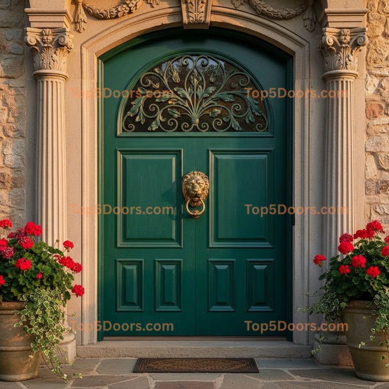 green front door european classic Door