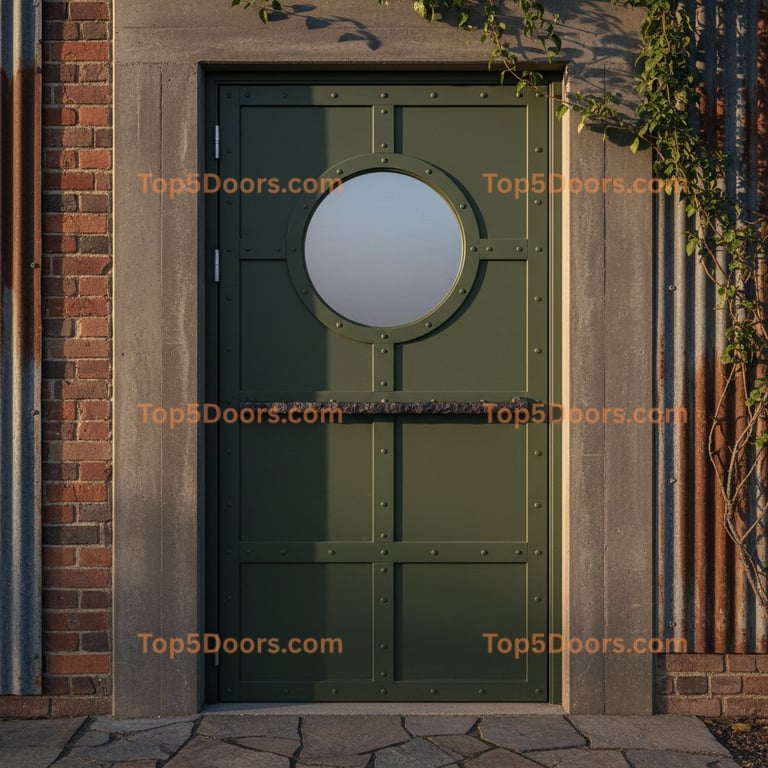 green front door industrial Door