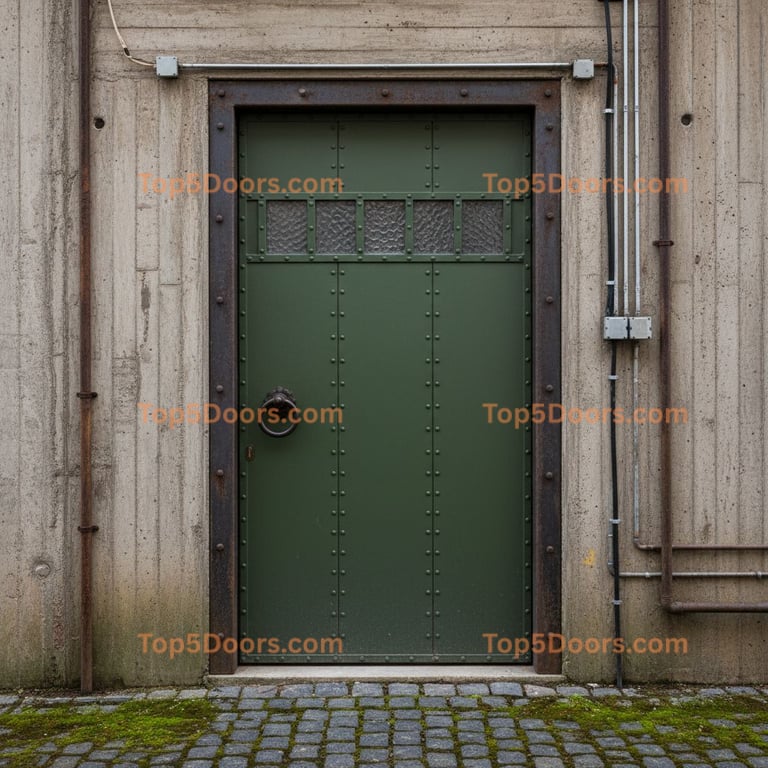 green front door industrial Door