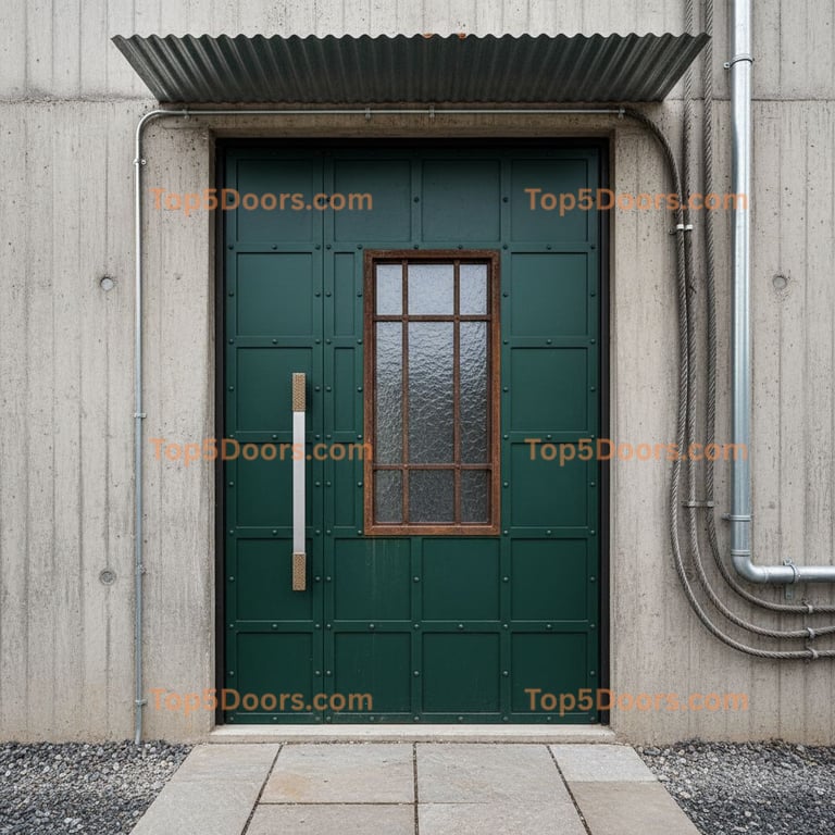 green front door industrial Door