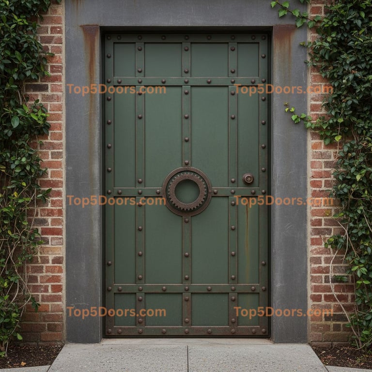 green front door industrial Door