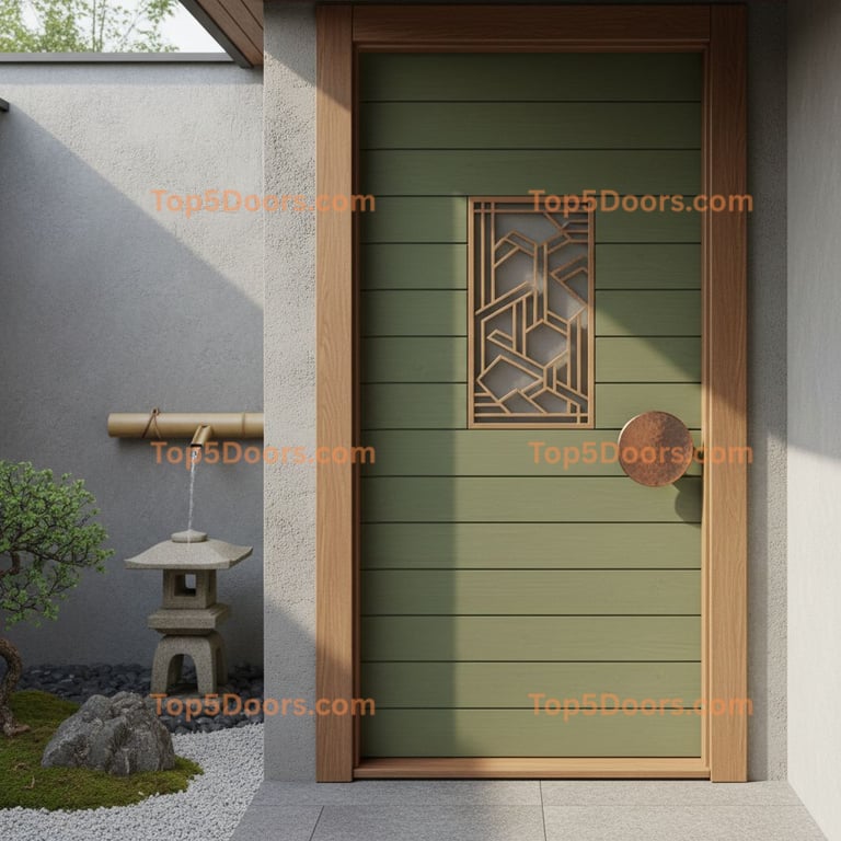 green front door japanese zen Door