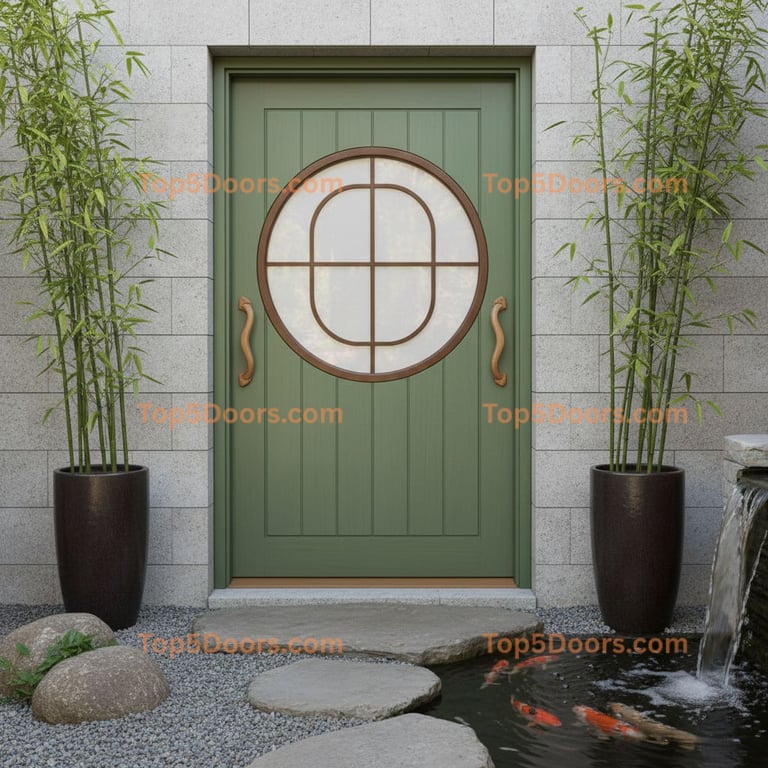 green front door japanese zen Door