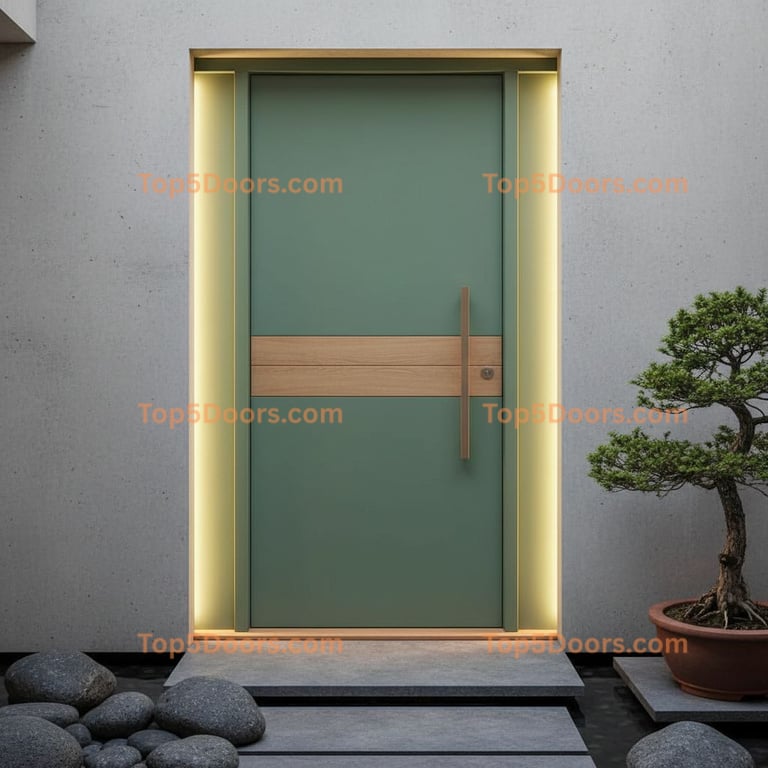 green front door japanese zen Door