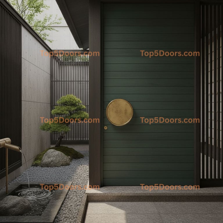 green front door japanese zen Door