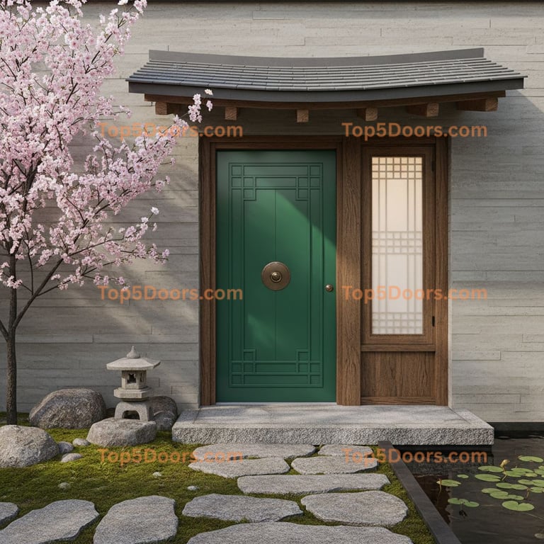 green front door korean modern Door