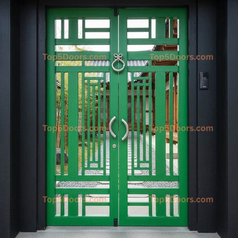 green front door korean modern Door