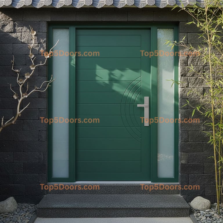 green front door korean modern Door