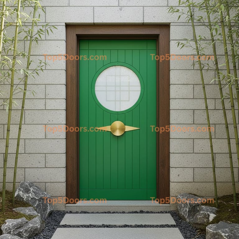 green front door korean modern Door