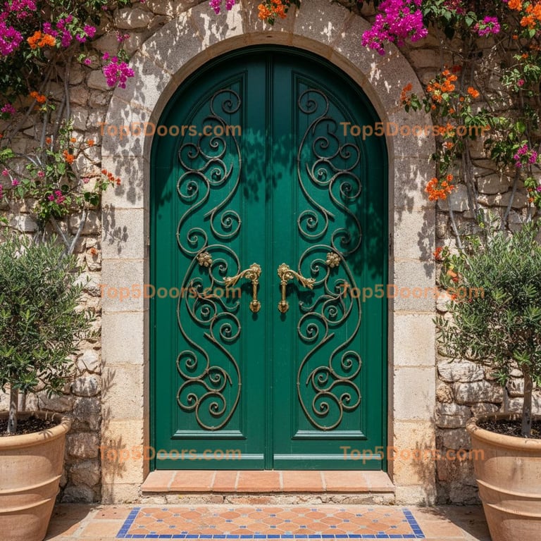 green front door mediterranean Door