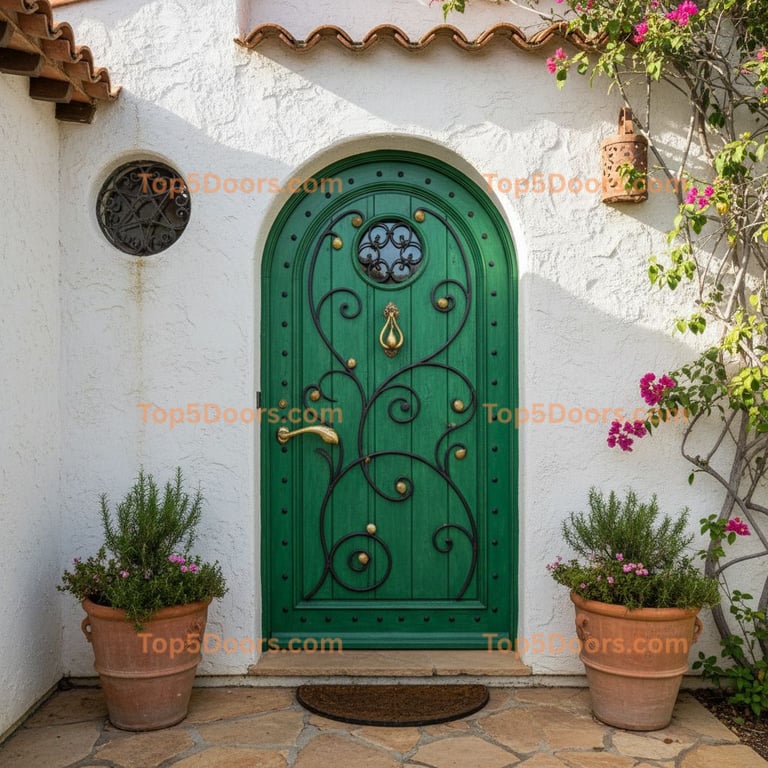 green front door mediterranean Door